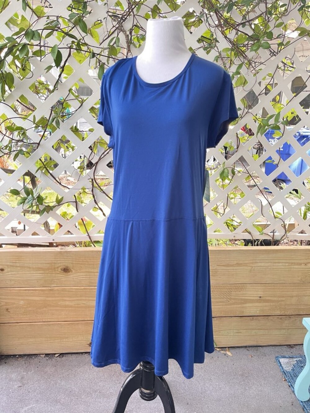 Reel Legends Dress Keep It Cool Royal Blue Activewear Ruched Open Back Sz L